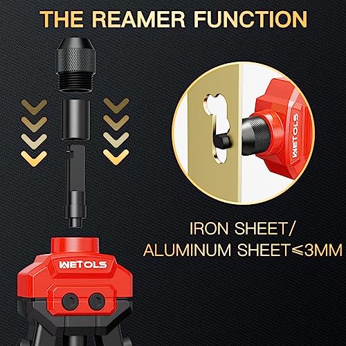 Image of WETOLS 3 in 1 Rivet Nut Tool, Rivet Gun, Reamer Set, Professional Rivet Gun Kit with 5 Rivet Heads and 6 Metric & SAE Mandrels, Hand Riveter Tool with 50 Rivets and 60 Rivet Nuts, Sturdy Case, WE-890