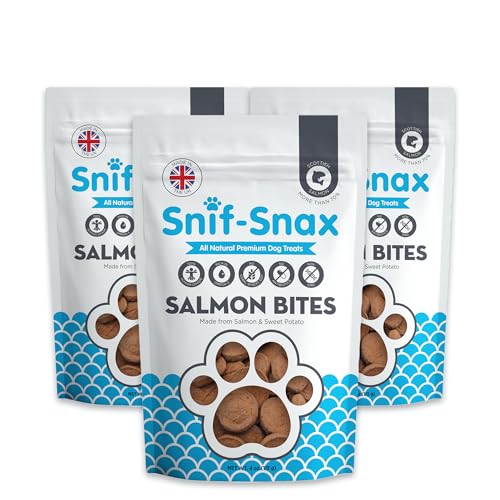 Snif-Snax Salmon Bites Dog Treats 3 Pack All Natural Human-Grade Training Treats for Dogs Healthy Grain-Free Puppy & Adult Rewards Protein Rich Soft Salmon Snacks