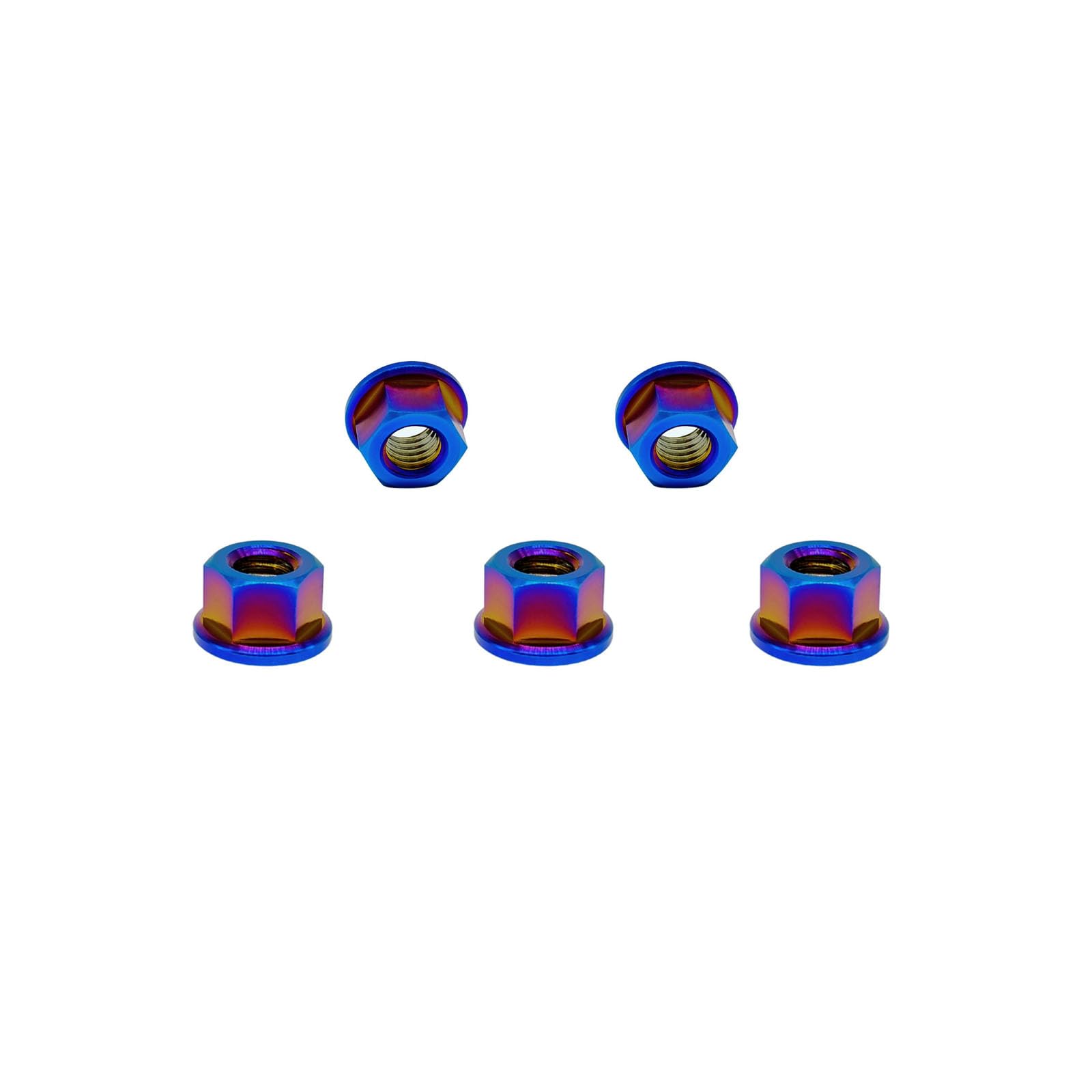 RISON tytanowa nakrętka kołnierzowa M12 x 1,75 mm, tytanowa nakrętka zębata, wypalana, niebieska, 6AL4 V, tytanowa nakrętka kołnierzowa do motocykla, 5 sztuk