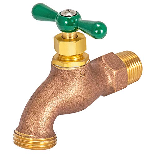 Eastman Heavy-Pattern Hose Bibb, 1/2 Inch MIP Connection x 1/2 Inch MHT Connection, Brass Plumbing Fitting, 48628