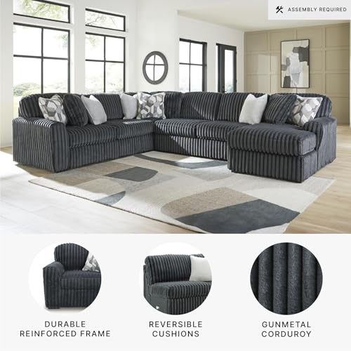 Image of Signature Design by Ashley Midnight-Madness 4-Piece Corduroy Sectional