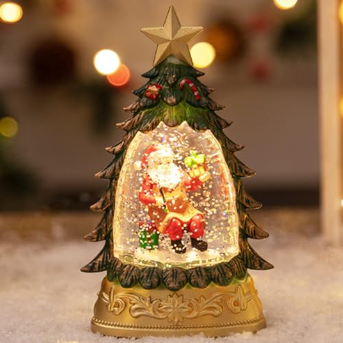 Laterne Weihnachten, Weihnachtslaterne mit Schneegestöber, LED...