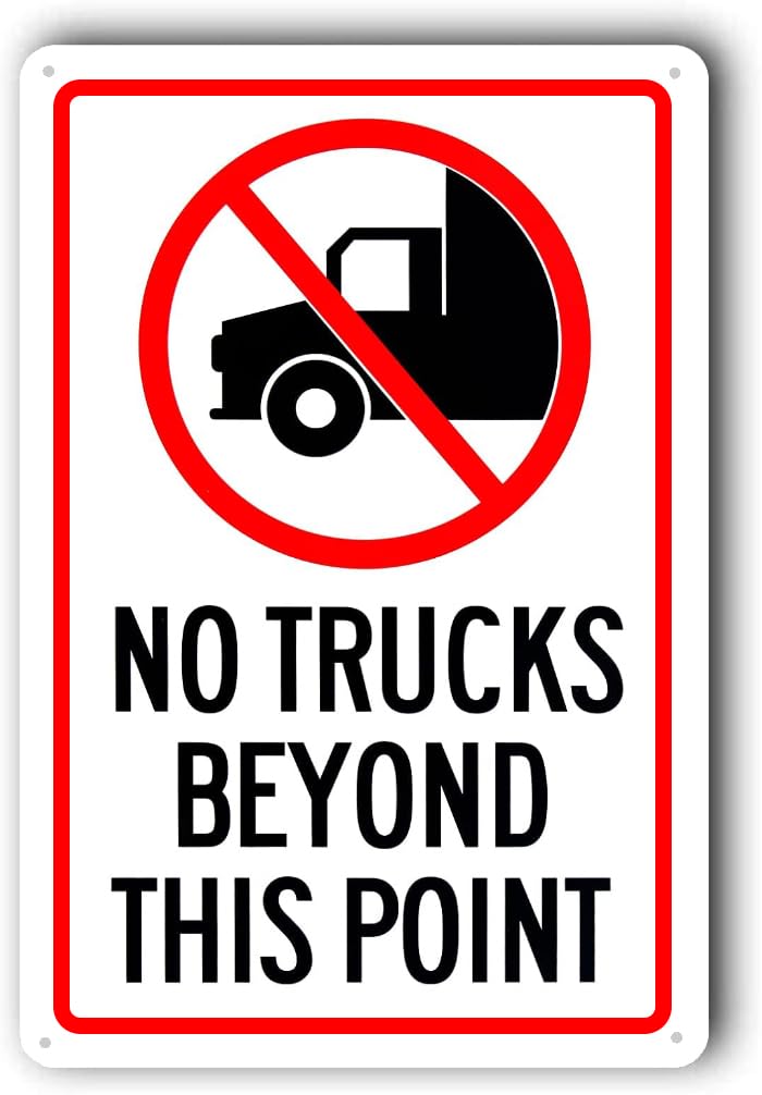 Warning Signs, Traffic Notice Sign, No Trucks Signs "No Trucks Beyond This Point" Metal Aluminum Sign 12x16 Inch