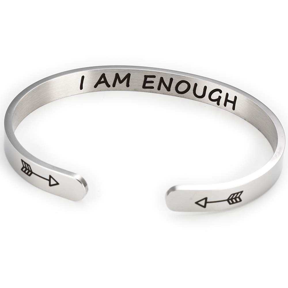 Jude Jewelers 6mm Width Stainless Steel Inspirational Encouragement Graduation School Open Cuff Bangle Bracelet