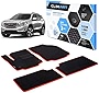 CLIM ART Honeycomb Custom Fit Floor Mats for GMC Terrain 2018-2023, 1&2 Row, Car Mats Floor Liner, All-Weather, Car Accessories for Man & Woman, Black/Red - FL051418147