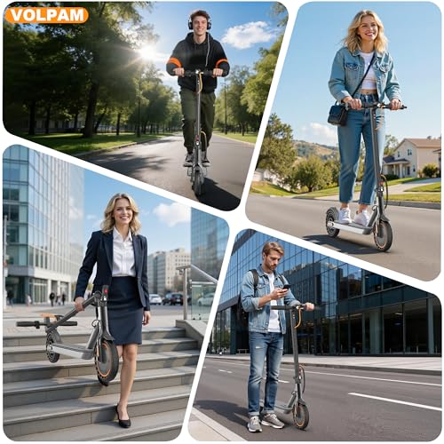 Image of VOLPAM Adult Electric Scooter, 350W /500WMotor, 8.5 inch /10 inch Solid Tires, 19 /22Mph, 32 /28 /23 /21 /18 /16Miles Max Range, Dual Braking