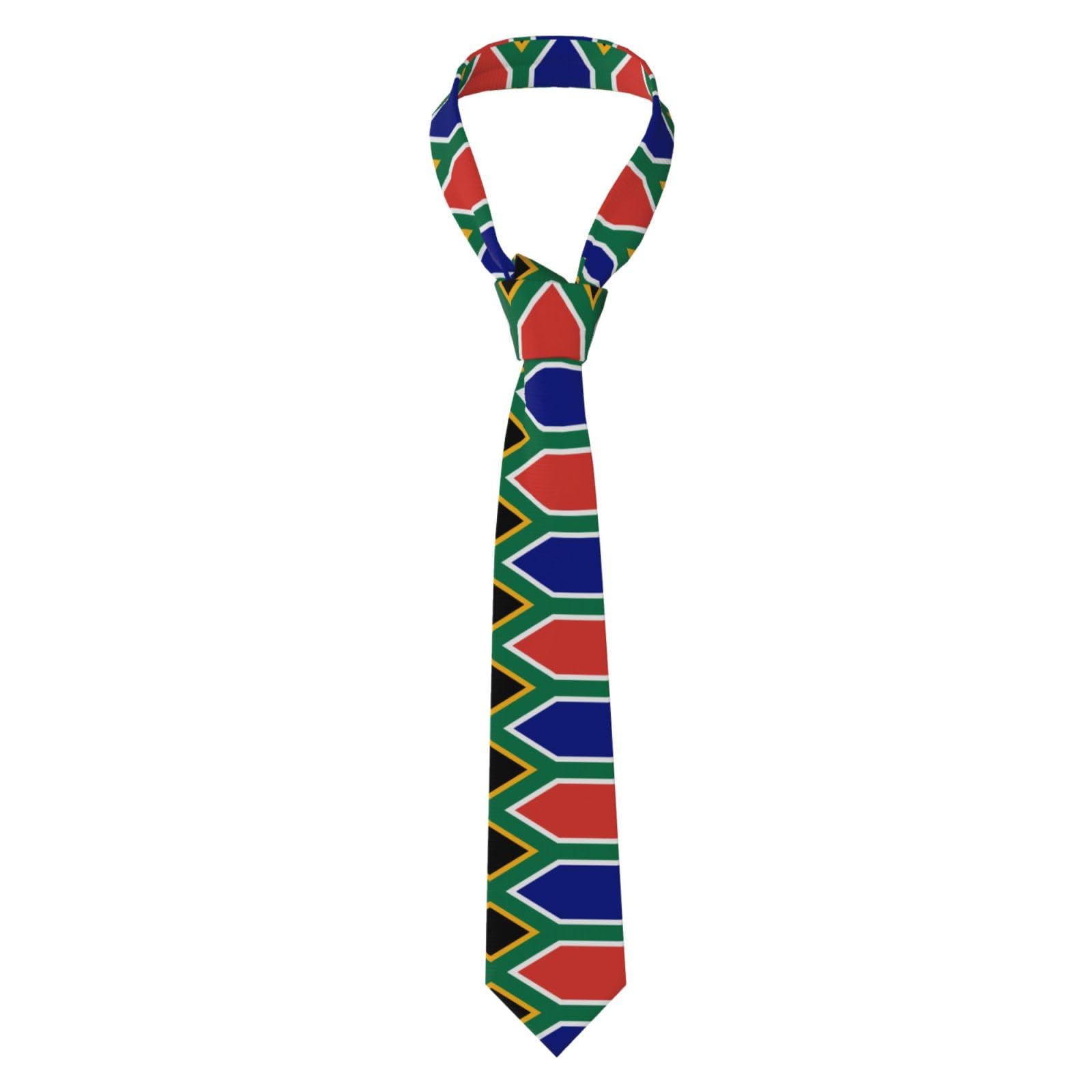 Whjshop Men's Black Necktie South African Flag Prints For Business, Daily, Work, Birthday, Wedding, Party, Banquet, Gift