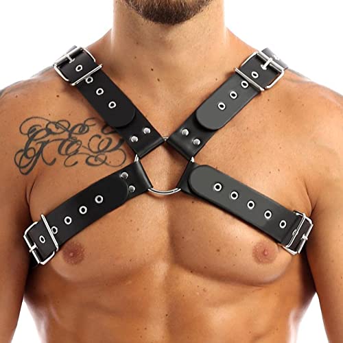 Men's Body Chest Harness Belt Bondage Strap for Men Adjustable Leather Suspenders Shoulder Belt Body Chest Harness Male Gay Party Club Cosplay Costume Bar Masquerade Clubwear Nightclub