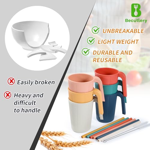 Set de 6 mugs de fibra de trigo, 12 onzas, coloridos miniatura 6
