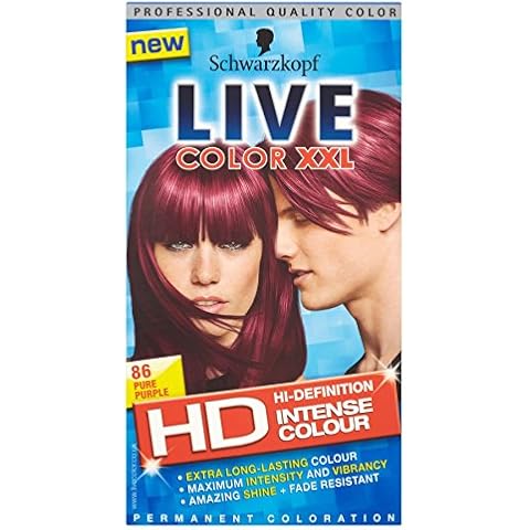 3 x Schwarzkopf Live Color XXL HD Intense Colour Permanent Coloration 86 Pure Purple Cover