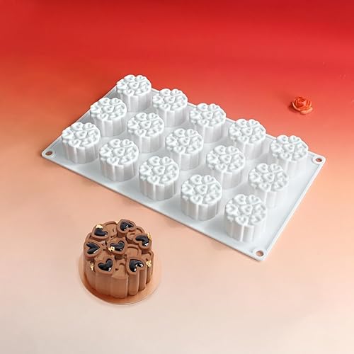 Miniatura 5 de Molde de silicona para mousse de 15 cavidades antiadherentes, moldes de chocolate con corazón de amor, moldes flexibles para hornear postres,