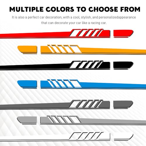 Image of 2PCS Car Side Skirt Decals, Auto Body Large Stickers, Waterproof PVC Racing Long Stripes Personalized Stickers, Car Stripe Stickers Decor Racing Accessories for Cars Trucks SUVs (Black)