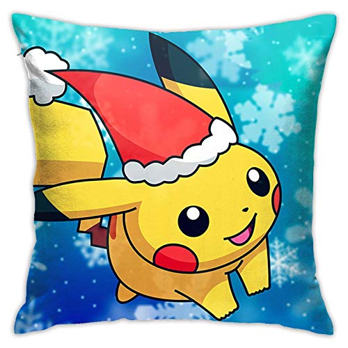 ZXGL Pikachu - Funda de cojín con gorro de Navidad para decoración...