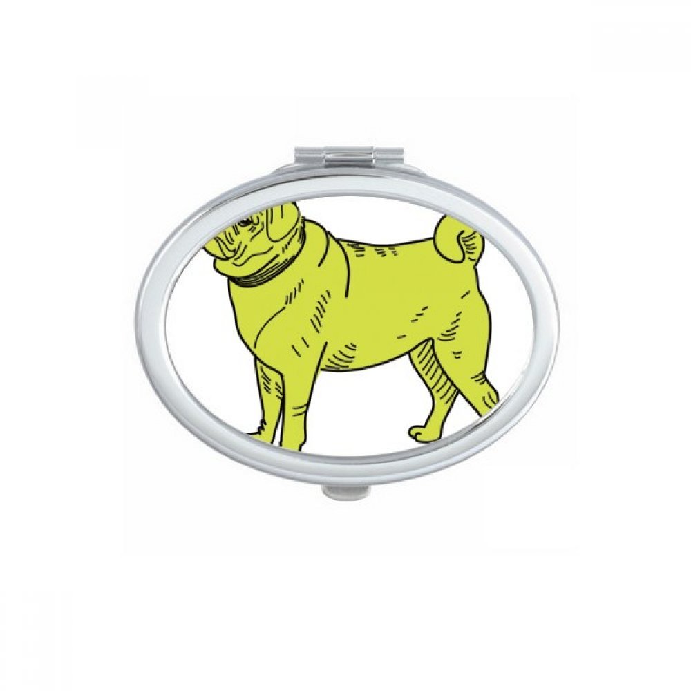 Miroirs de Poche à la Main Chien Jaune Contre les Retouches Manquées en Public