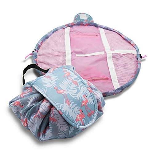 Preisvergleich Produktbild Portable Reißverschluss Make-up Tasche Lazy Kosmetische Aufbewahrungstasche Große Kapazität Reisetasche, Mode-Muster Design, Außen Wasserdicht, Quick Pack für Frauen (blue fl)