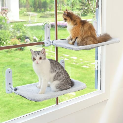 Zoratoo 2PC Cat Window Perch Cordless Foldable Cat...