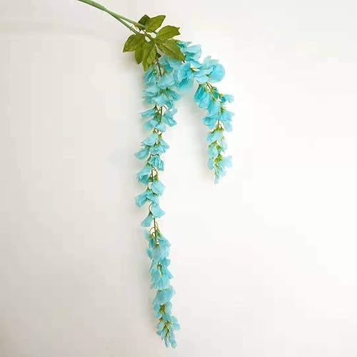 EdricShop Long stem 2 Heads Artificial Wisteria Flowers Pea Blossom Flores Branch for Wedding Party Decoration Silk Rattan Flores Wreath - (Color