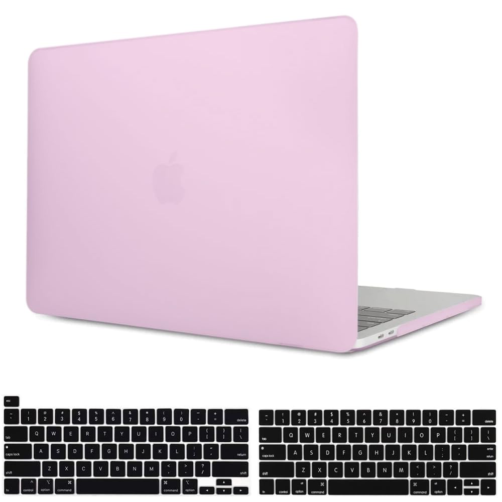 KSK KAISHEK Compatible with MacBook Pro 13 inch Case M2 2023 2022 2021 2020-2016 M1 A2338 A2251 A2289 A2159 A1989 A1708 A1706 Touch Bar Plastic Hard Shell Case & Keyboard Cover & Type C Adapter, Pink