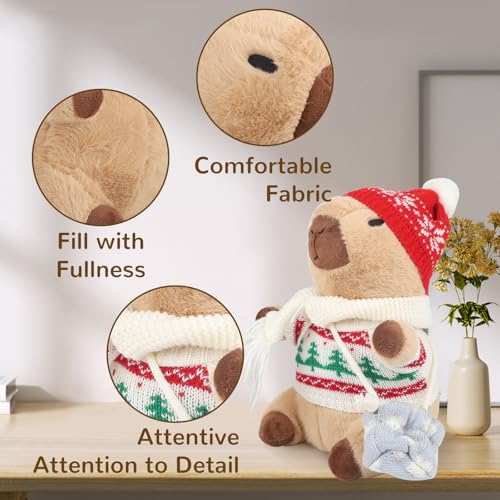 Image of Capybara Plush for Boys Girls Birthday Dress Up Cute Plushies,10 Pcs Set,9 Clothes and Accessories Kawaii Stuffed Animal Plushie Toy, Soft Peluche Doll for Kids 10.2 in