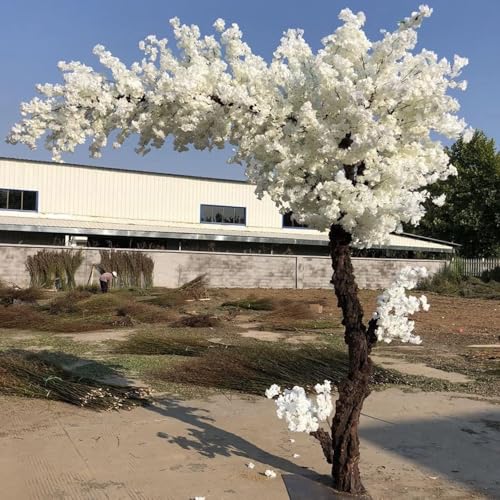 人工桜の木、白いシミュレーション桜の木のアーチ拡張タイプ、フェイクホワイト桜の木、シルクフラワー、庭/パーティー/結婚式の装飾用 2*1.5m