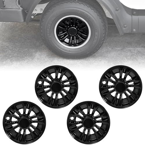 SAUTVS 8 Wheel Hub Caps for E-Z-GO/Club Car/Yamaha Golf Cart Accessories 8 inch Center Tire Hub Cap Covers Wheel Rim Cover for Most Golf Carts 4pcs Gloss Black