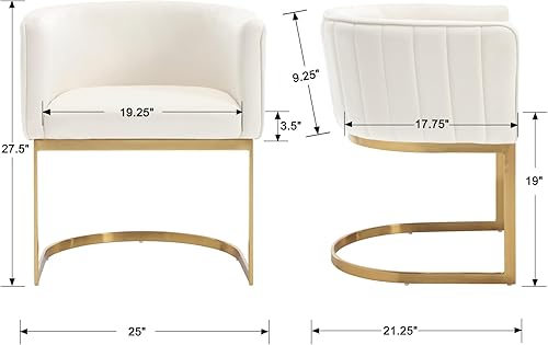 Miniatura 2 de Kmax Sillas de comedor de terciopelo modernas con marco dorado tapizado cojín para sala de estar, comedor y cocina, juego de 2, color blanco