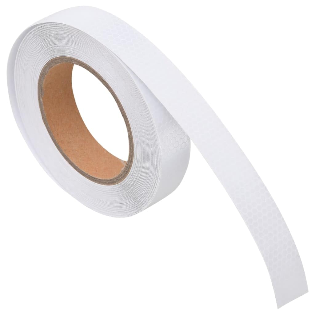 Cinta reflectante blanca autoadhesiva de 2,5 cm x 20 m, PVC para señales de tráfico, barrera de seguridad, señalización de aparcamiento en obras, terrenos comerciales y terrenos privados