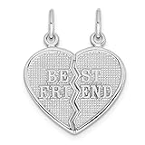 14k White Gold Best Friends Bestfriend Friendship Break Apart Pendant Charm Necklace Fine Jewelry For Women Gifts For Her