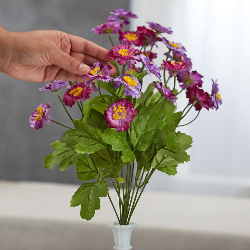 Factory Direct Craft Artificial Purple Zinnia Bush for Arranging and Crafting | Size: 21