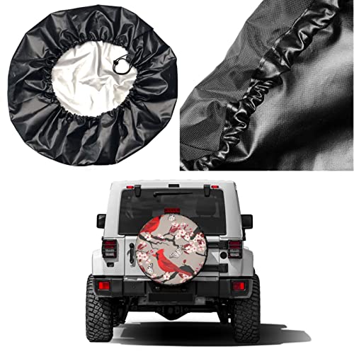 Image of Delerain Birds and Blooming Cherry Spare Tire Covers Waterproof Dust-Proof Spare Wheel Cover Universal Fit for, Trailer, RV, SUV, Truck and Many Vehicle (17 Inch for Diameter 31 inch-33 inch)