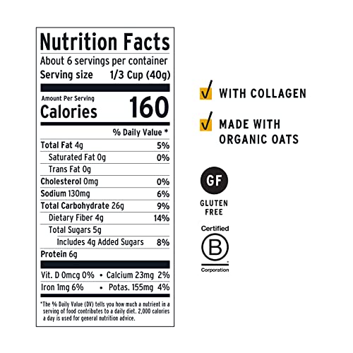 Image of purely elizabeth Oat Pouch Collagen Vanilla Pecan, 8 Ounce (Pack of 3)
