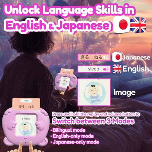 MoLingvora Bilingual Flashcard for Kids - Japanese Talking Flash Cards Pink - image 2