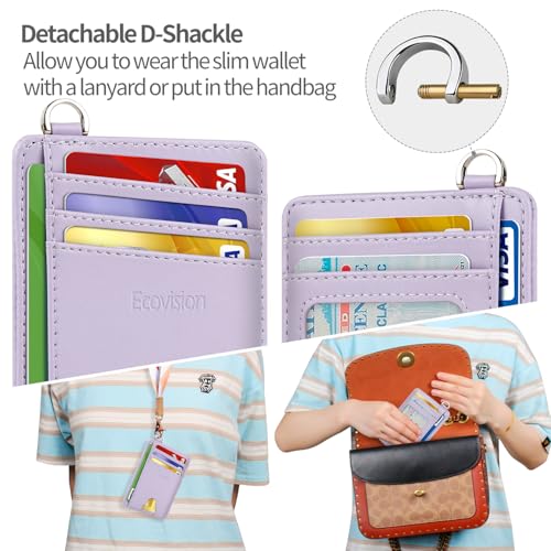 Image of Slim Minimalist Front Pocket Wallet, RFID Blocking Credit Card Holder Wallet with Detachable D-Shackle for Men Women