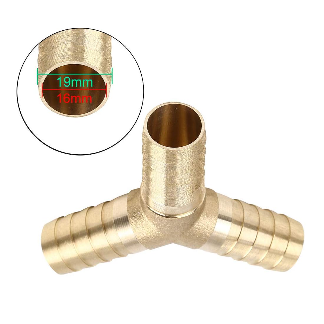 MACHSWON 19mm Brass Hose Barb Fitting Y Shape 3 Way Connector Barbed Splitter Fitting Splicer for Water Fuel Air - Image 2