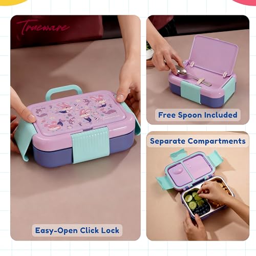Image of Trueware Galaxy 2 304 Stainless Steel PU Insulated Lunch Box with Two Compartment BPA Free, Food Grade Ideal for School, Picnic, Office & Outdoor - 530ml