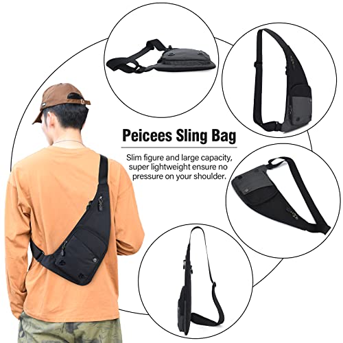 Peicees Sling Bag for Men Women Shoulder Bag Backpack Strap Pockets Chest Bag for Running Hiking Camping Exercise Outdoor2