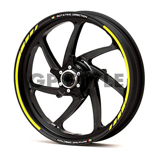 ローテーション リムステッカー リムライン デカール ヤマハ ホンダ スズキ カワサキ ドゥカティ (蛍光イエロー)