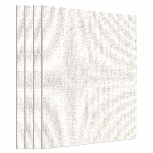 Image of Scholar Art Hobby Series 04 Oz (230 GSM) 100% Cotton Canvas Panel Board for Painting (White Blank Canvas Boards for Acrylic Paint, Oil Paint, Wet & Dry Media) | 04 inchx04 inch (10x10 cm), Pack of 4
