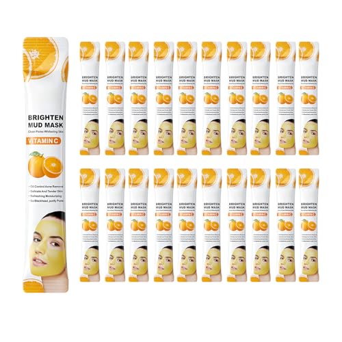 Hinapan Vitamina C Mascarilla Facial de Arcilla 20 Unidades, Tratamiento Iluminador y de Limpieza Profunda para Todo Tipo de Piel, Elimina Impurezas, Mascarilla Purificante que Controla el Brillo