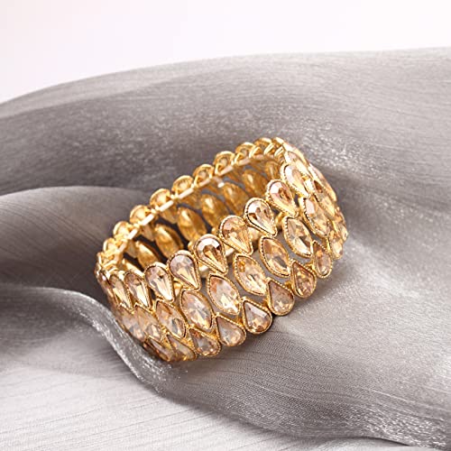 SFE Women's Wedding Party Jewelry Austrian Crystal 3 Layers Luxury Elastic Bangle Bracelet Stretch Bracelet Statement Jewelry for Brides Bridesmaids3