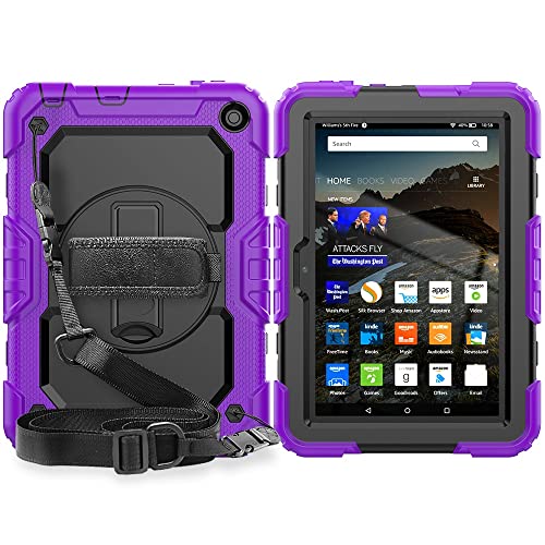 ^ubgP[XJo[ Kindle Fire HD 8/Fire HD 8 Plus 2020Ή ϋv ϏՌ TPUP[X یJo[ WXN[veN^[ 360x]LbNX^h+nhXgbv+V_[XgbvP[X ^ubgp