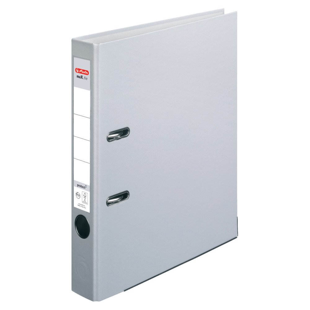 Herlitz 9942582 Ordner maX.file protect A4 5cm grau, PP-Kunststoffbezug/Papier hellgr. besch. 20er Packung (grau | 20er)