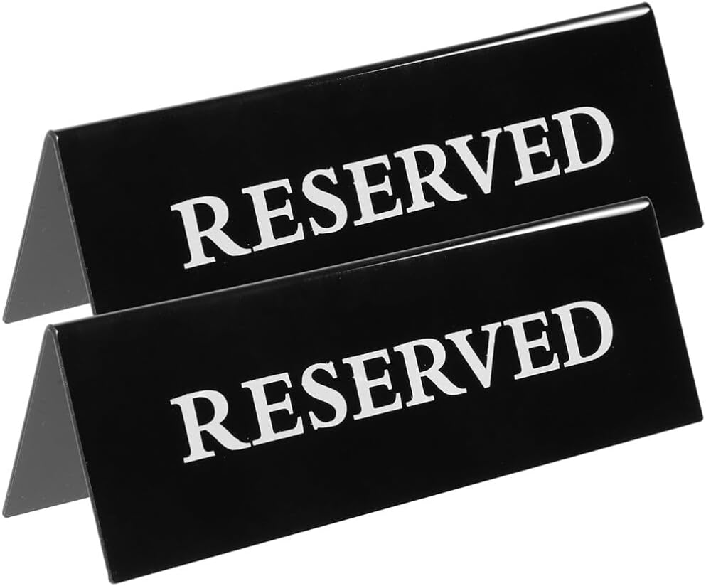jojofuny 2pcs Reserved Tabletop Sign Decorative V-shaped Table Marker for Restaurants Weddings and Events Lettering for Guest Reservations and Design