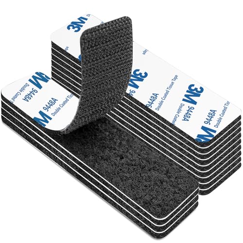 YISUMEI 12 Stück Klettband Selbstklebend Extra Stark, Klebepads Doppelseitig Wiederverwendbar,3 x 10cm Doppelseitiges Klettverschluss Selbstklebend Schwarz