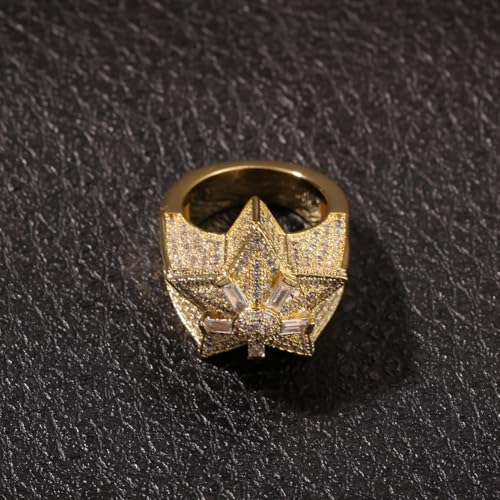 14K Gold Star Moissanite Ring, Unique Flower and Star Design, Ideal Jewelry for Trendy Women4