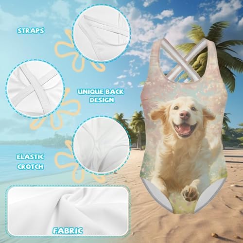 Image of One Piece Swimsuit Girls Cross-Back Bathing Suit 5-14Y Kids Swimwear Cute Swimsuits Sleeveless Bathing Suits