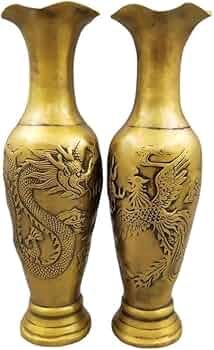 古花瓶,宣德銅製,古董,時代物 Amazon.com: HUSHUYUAN 收藏复古做旧杂项黄铜龙凤花瓶大明宣德