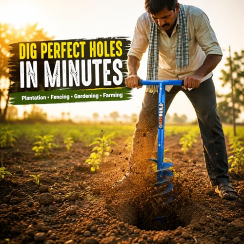 Image of REDBUILD Earth Auger Hole Digger 6 Inches, Farming Tools for Agriculture | Earth Auger Machine | Agriculture Tools for Farming | Post Hole Digger (6 INCH, Short Blade)