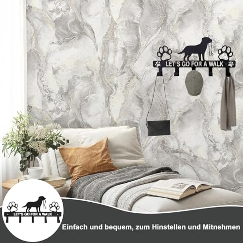 CAAGGMM Schlüsselhalter für Wand, Hundeleinen-Halter mit 5 Haken für Tür, Schlüsselhaken aus Metall, Hängender Hundehalsband Organizer, für Wohnzimmer,Küche, Garderobe (Schwarz
