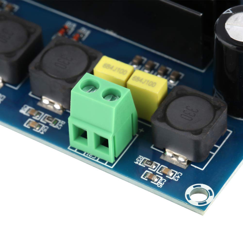 Close-up of the speaker output terminals on the ampplaca de eliminación